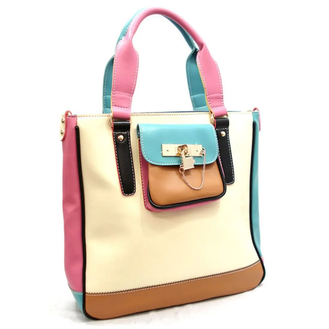color block egg ivory lock shoulder Bag Handbag pockets purse designer Inspired