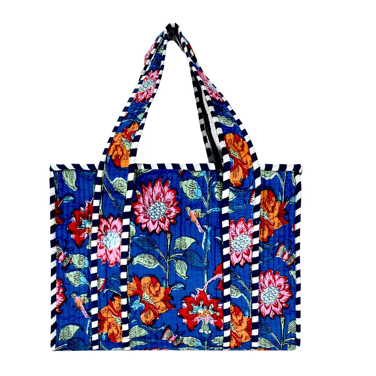 Cotton Block Print Tote Bag- Small & Large