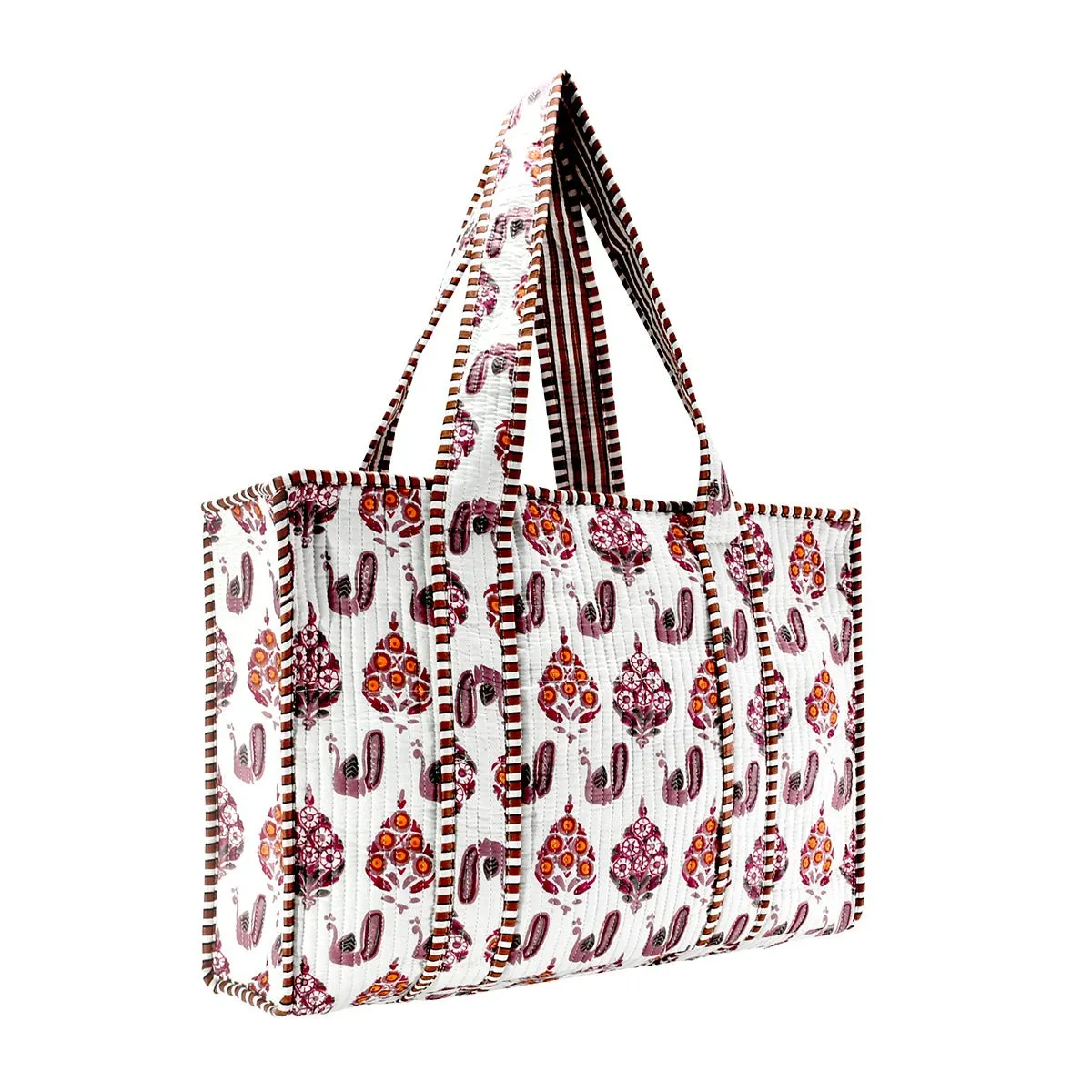 Cotton Block Print Tote Bag- Small & Large