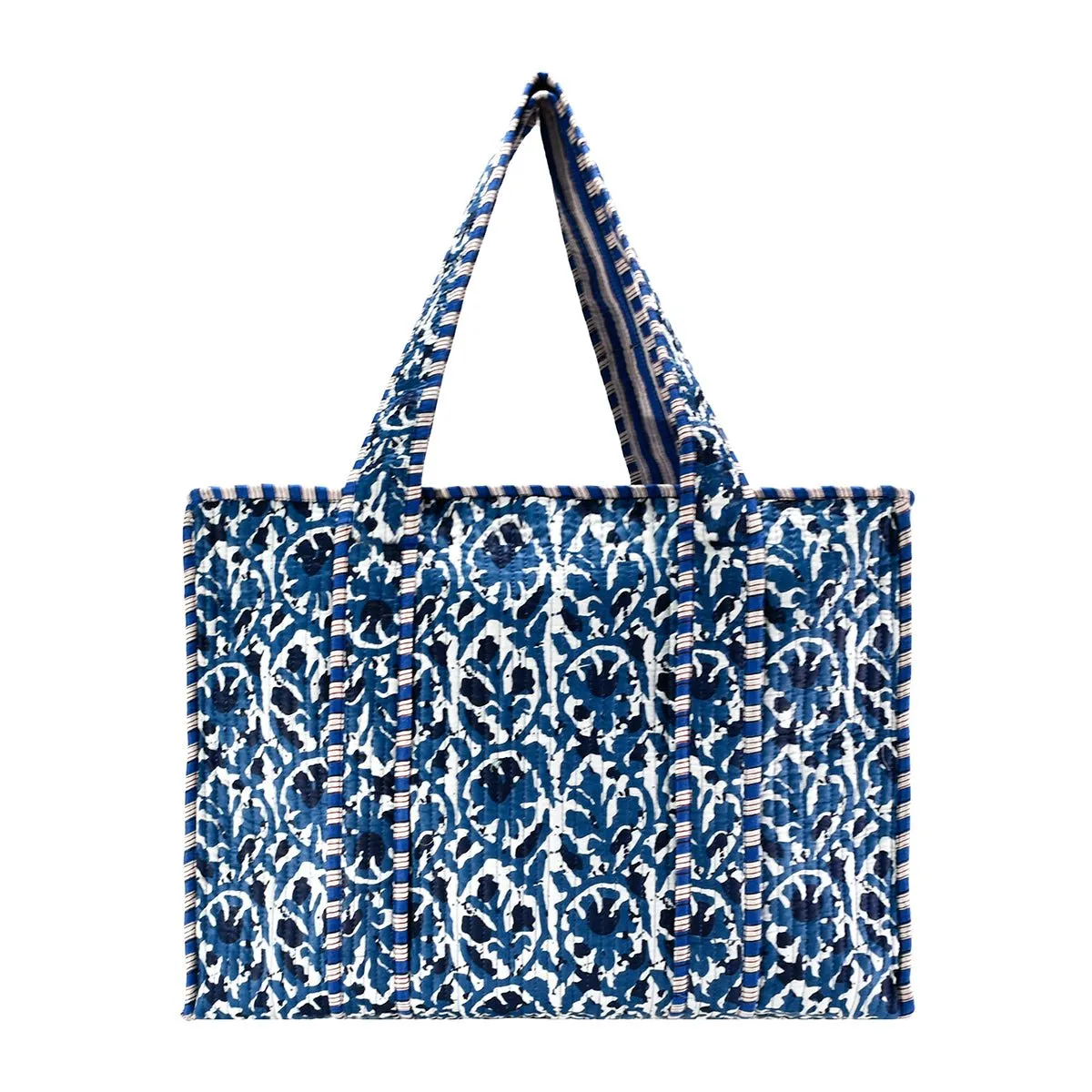 Cotton Block Print Tote Bag- Small & Large