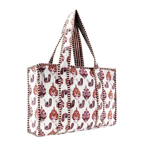 Cotton Block Print Tote Bag- Small & Large