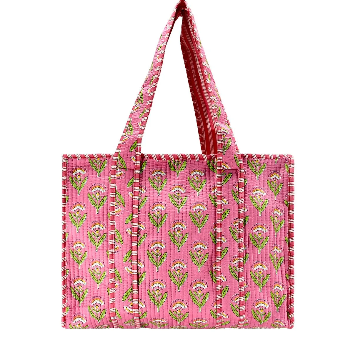 Cotton Block Print Tote Bag- Small & Large