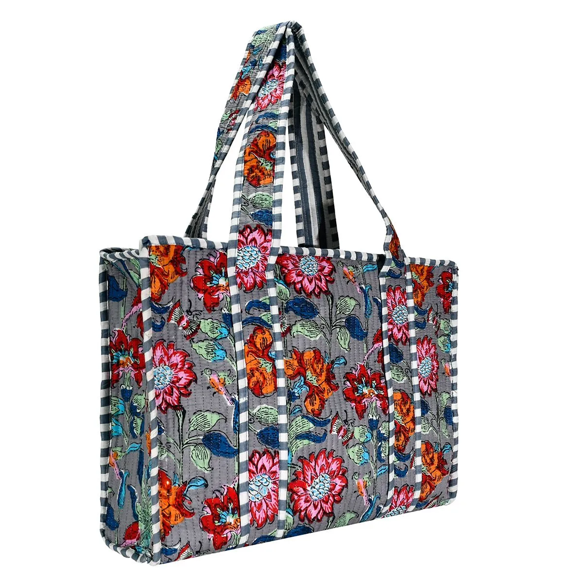 Cotton Block Print Tote Bag- Small & Large