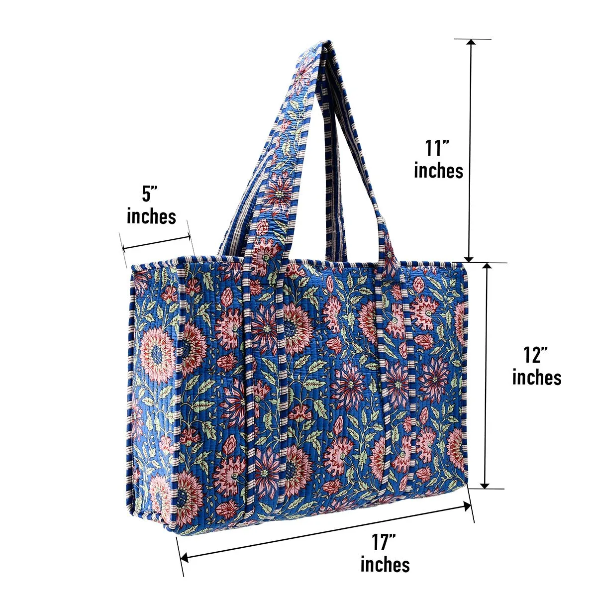Cotton Block Print Tote Bag- Small & Large