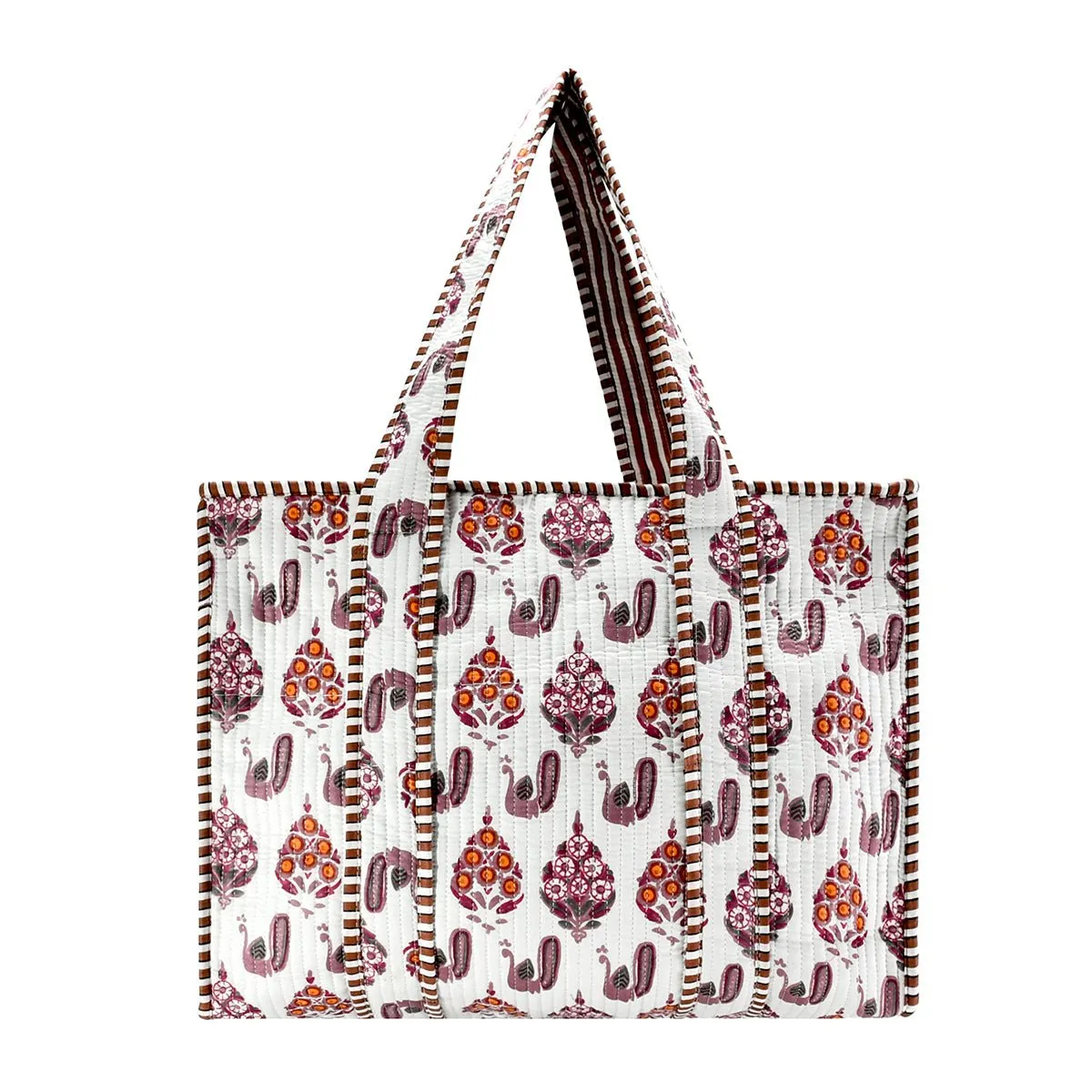 Cotton Block Print Tote Bag- Small & Large