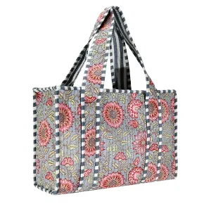 Cotton Block Print Tote Bag- Small & Large
