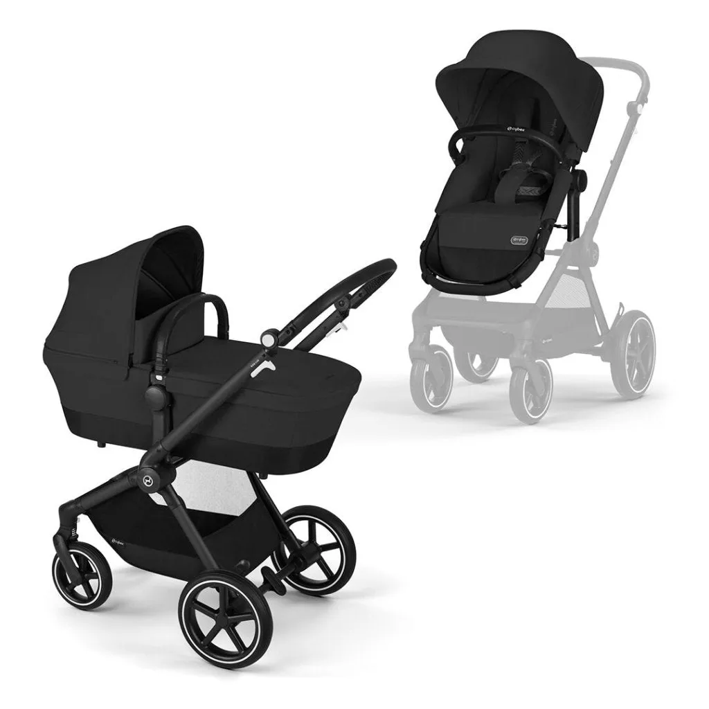 CYBEX EOS Comfort Bundle Travel System with Aton B2 I-SIZE and Snogga Footmuff - Moon Black