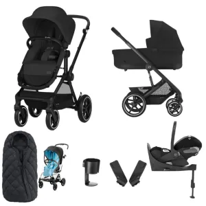 CYBEX EOS Comfort Bundle Travel System with Aton B2 I-SIZE and Snogga Footmuff - Moon Black