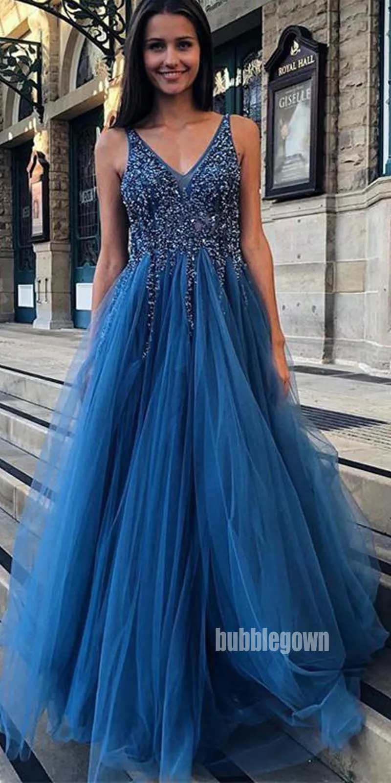 Dazzing Blue Stylish Tulle Formal Prom Dress FP1191