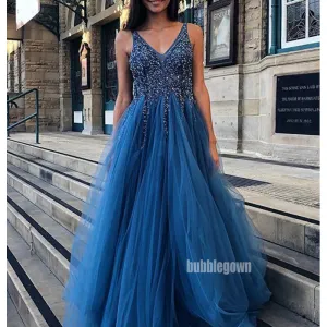 Dazzing Blue Stylish Tulle Formal Prom Dress FP1191