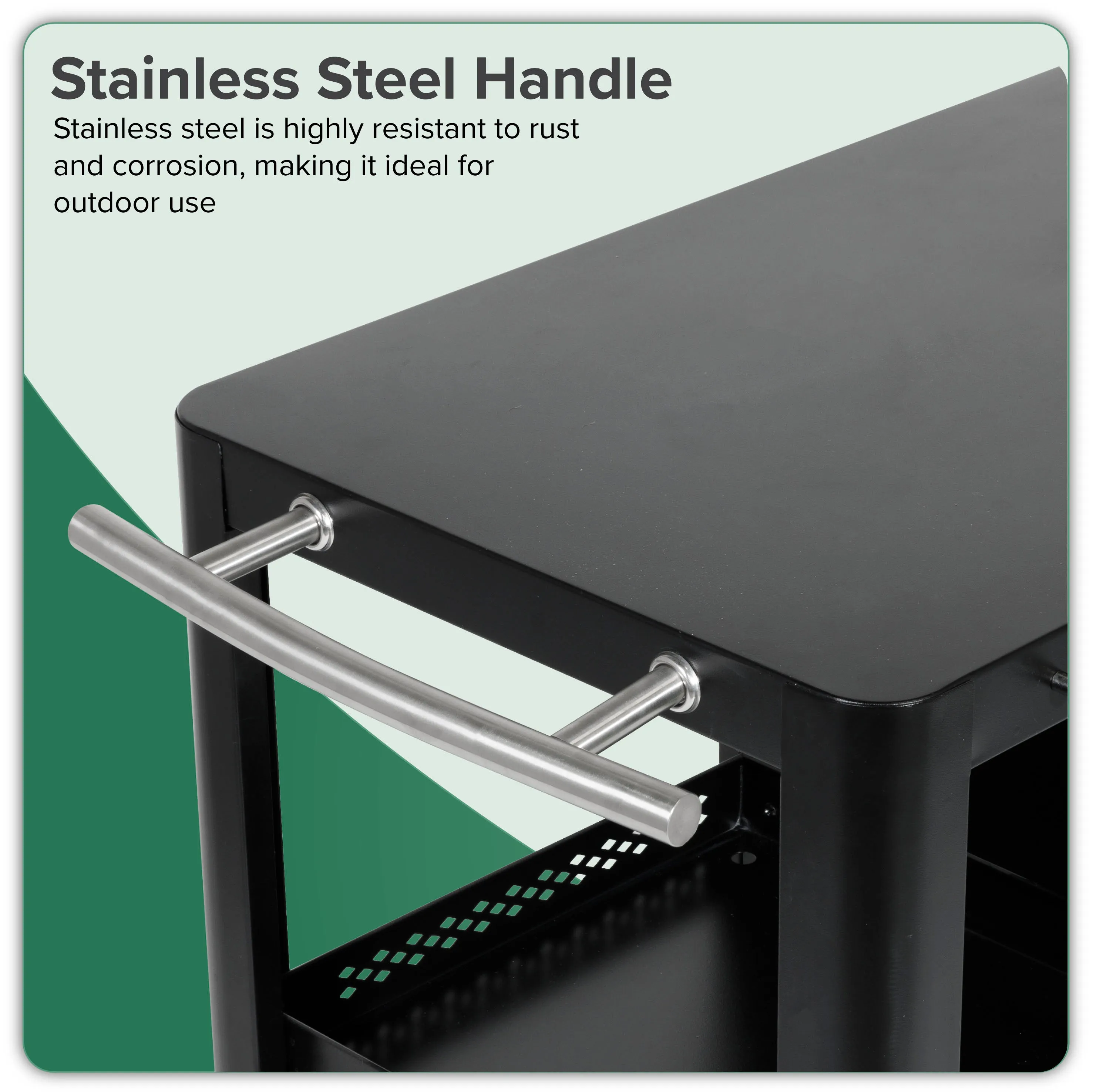 Dellonda BBQ/Plancha Trolley with Cupboard, Extension Table & Utensil Hooks - Black - DG282
