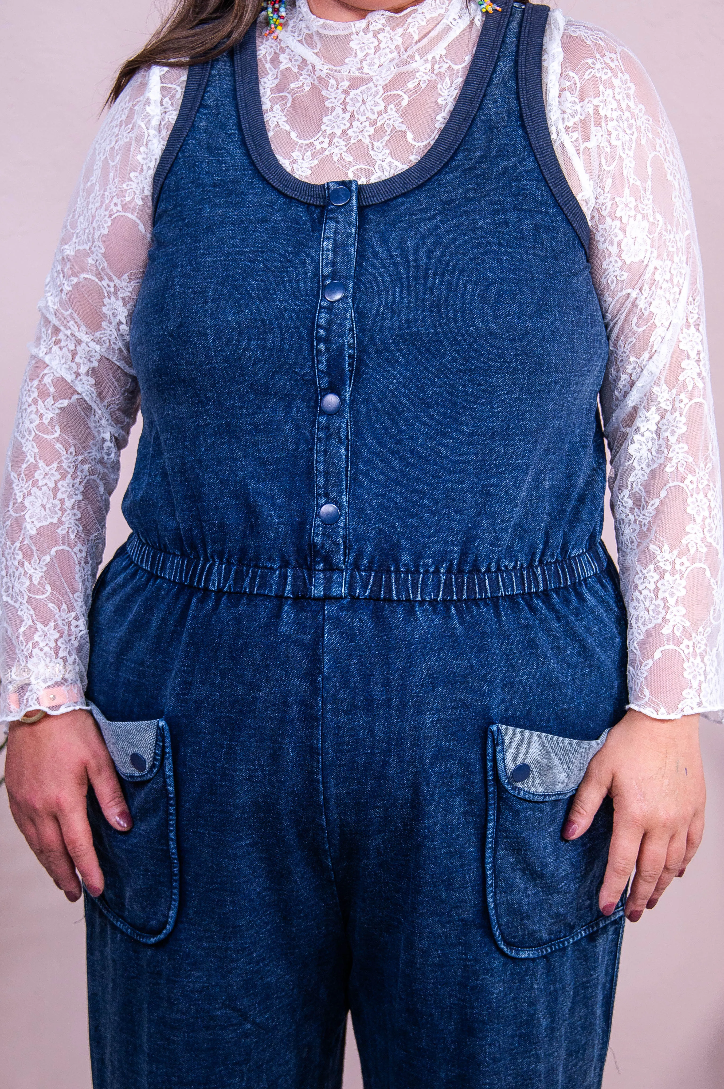 Denim Dreams And Stylish Seams Dark Denim Romper - RMP829DDN