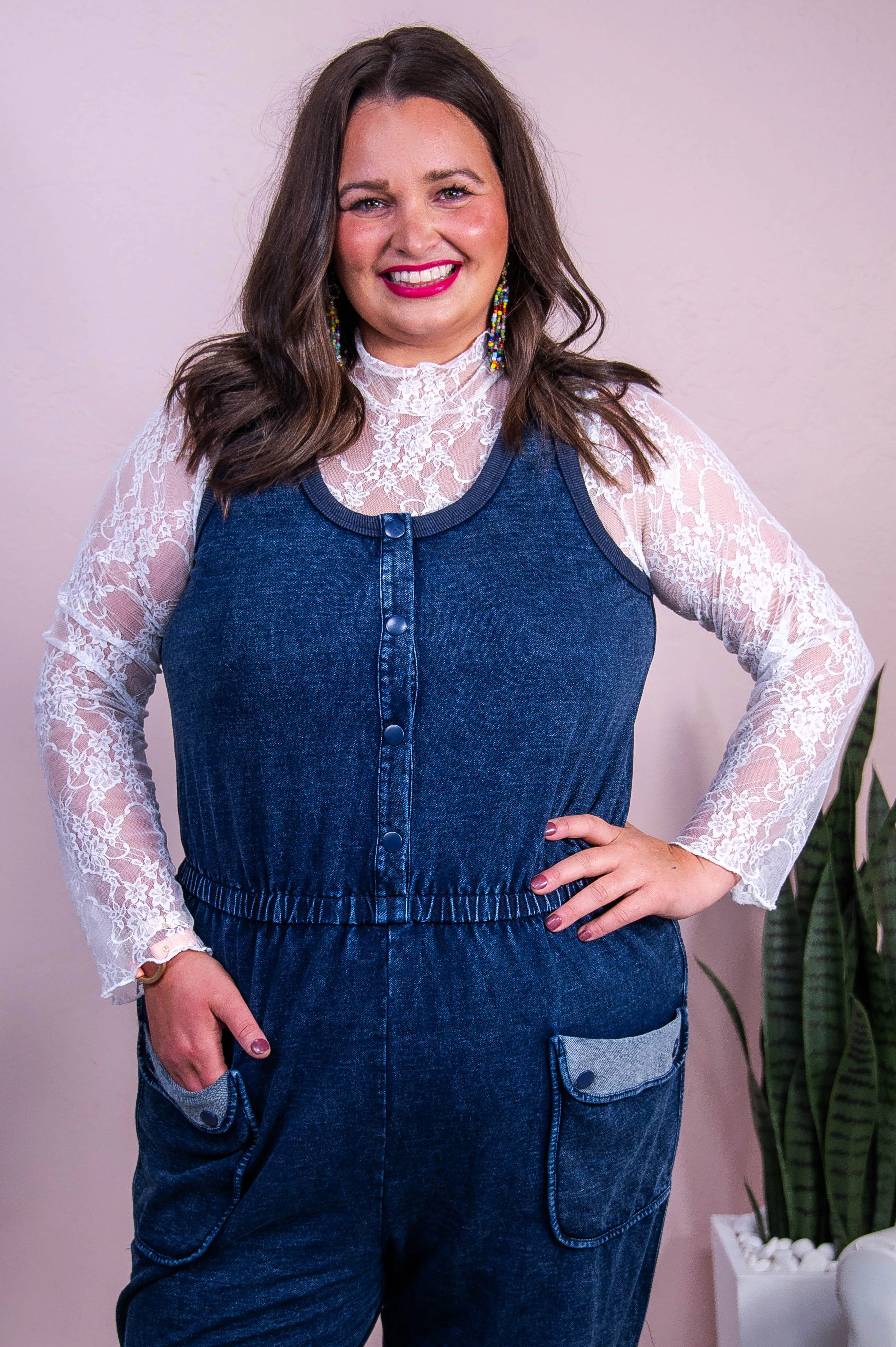 Denim Dreams And Stylish Seams Dark Denim Romper - RMP829DDN