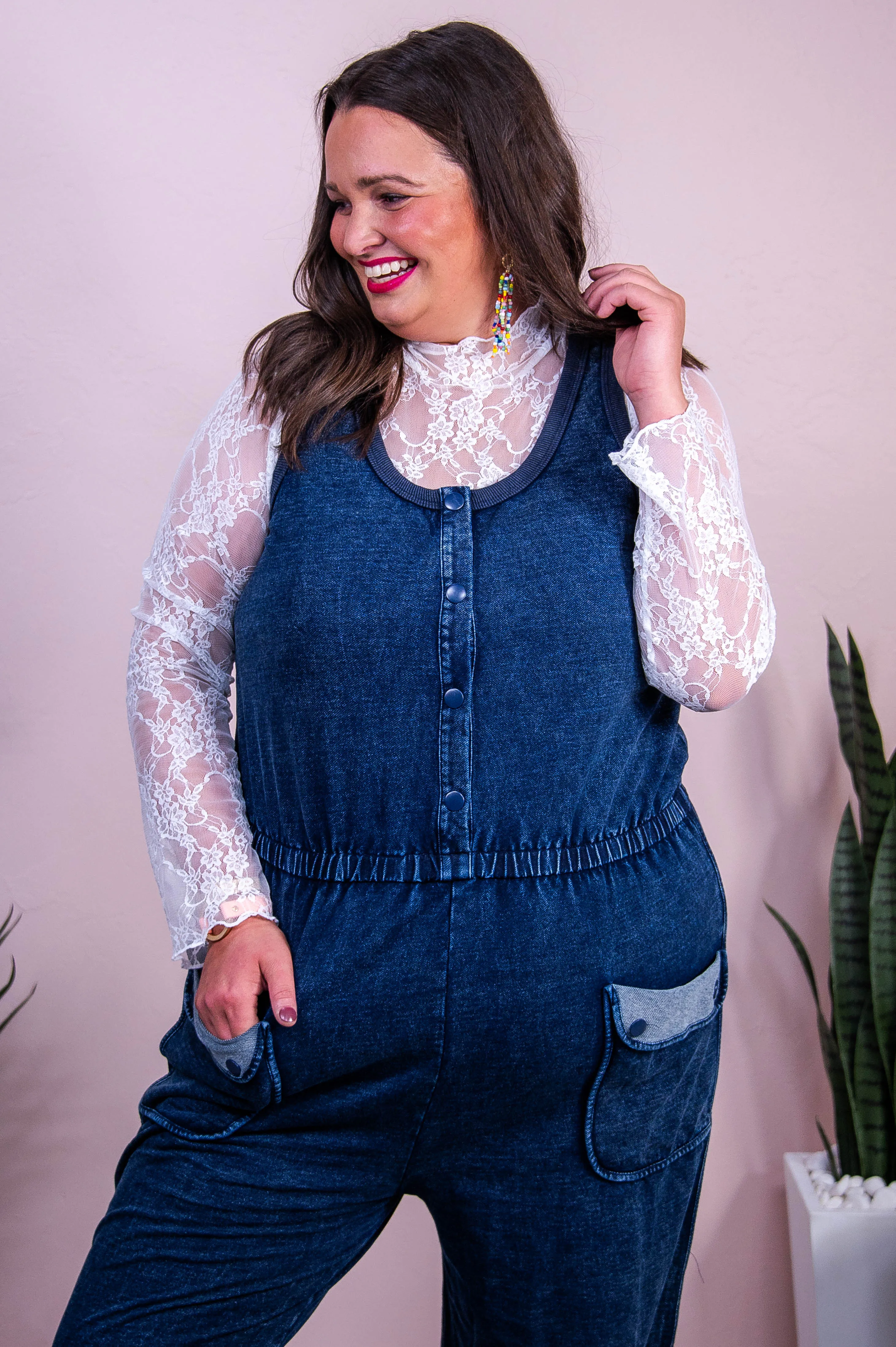 Denim Dreams And Stylish Seams Dark Denim Romper - RMP829DDN