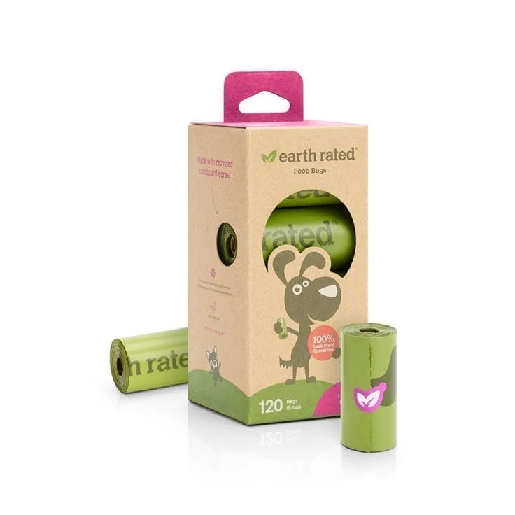 Earth Rated Poop Bags - 8 Refill Rolls - Total 120 Count