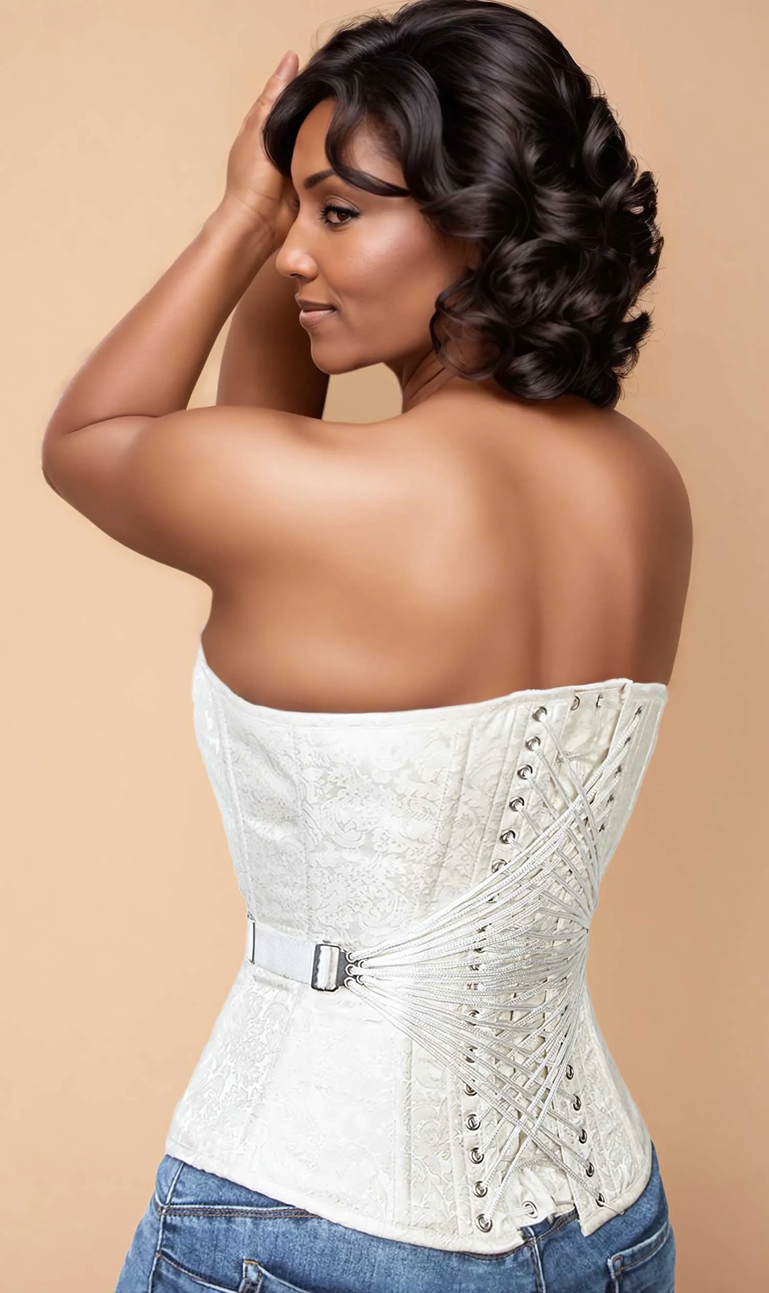 Edwardian Brocade Fan Lacing Corset (ELC-401)