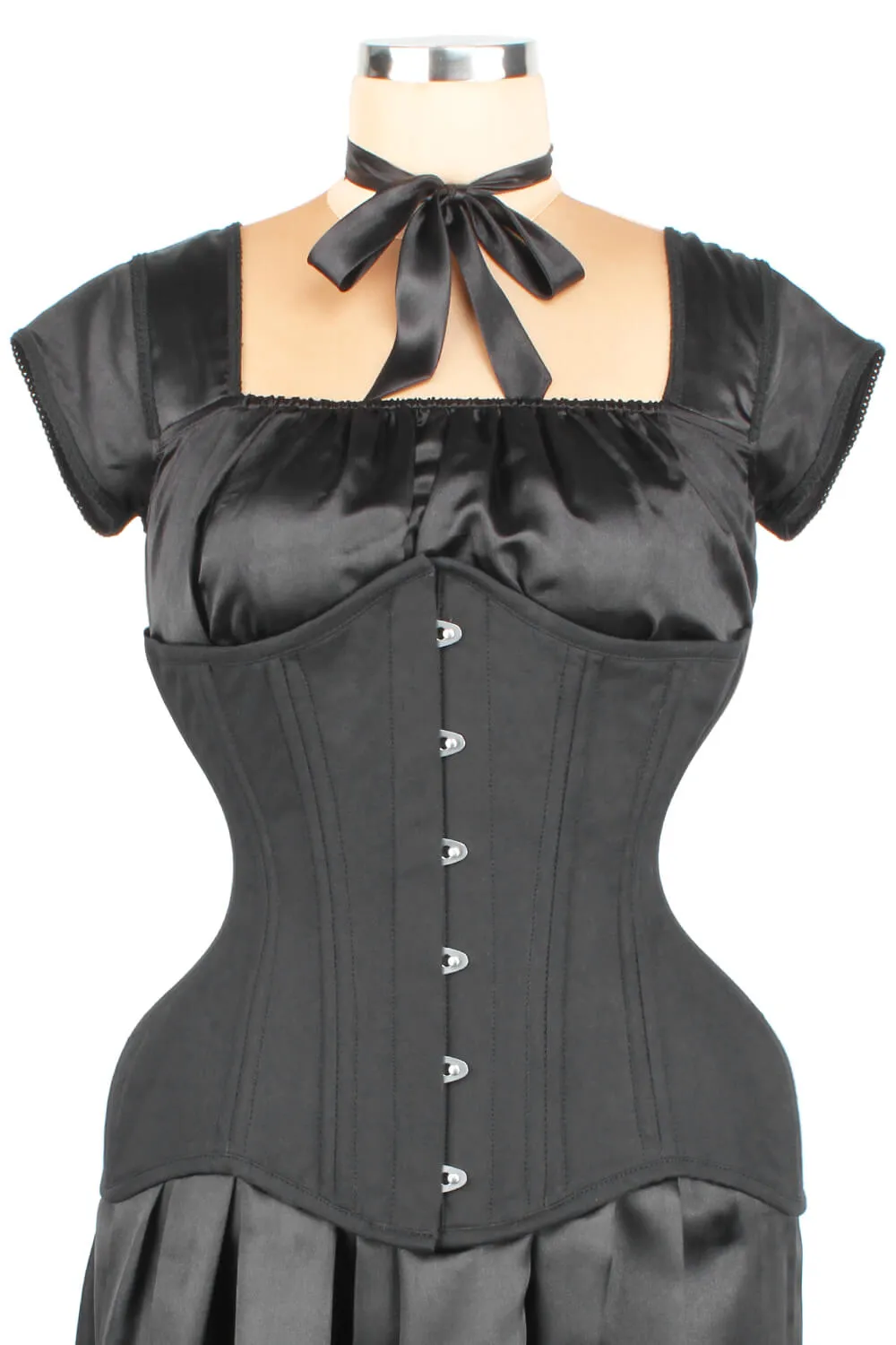 EL-134 - Custom Made Black Cotton Waist Training Corset (ELC-102)