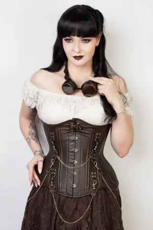 EL-320 - Custom Made Faux Leather Waist Training Steampunk Corset (ELC-102)