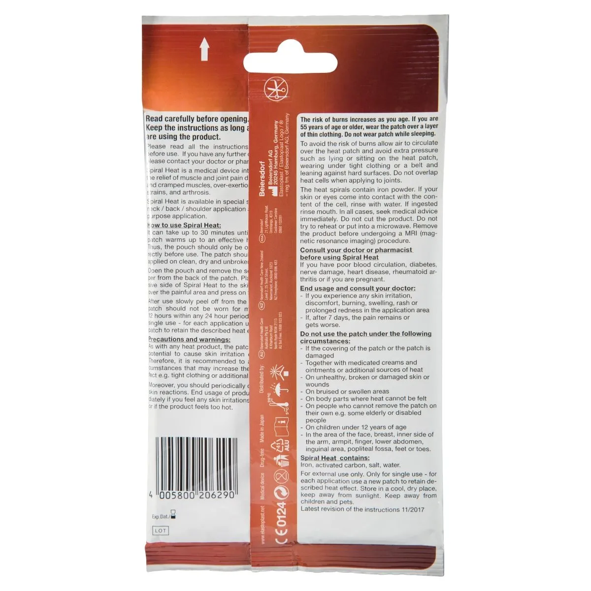Elastoplast Spiral Heat Patch Back Neck 1 Patch