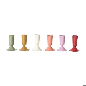 Enameled Metal Taper Candle Holder