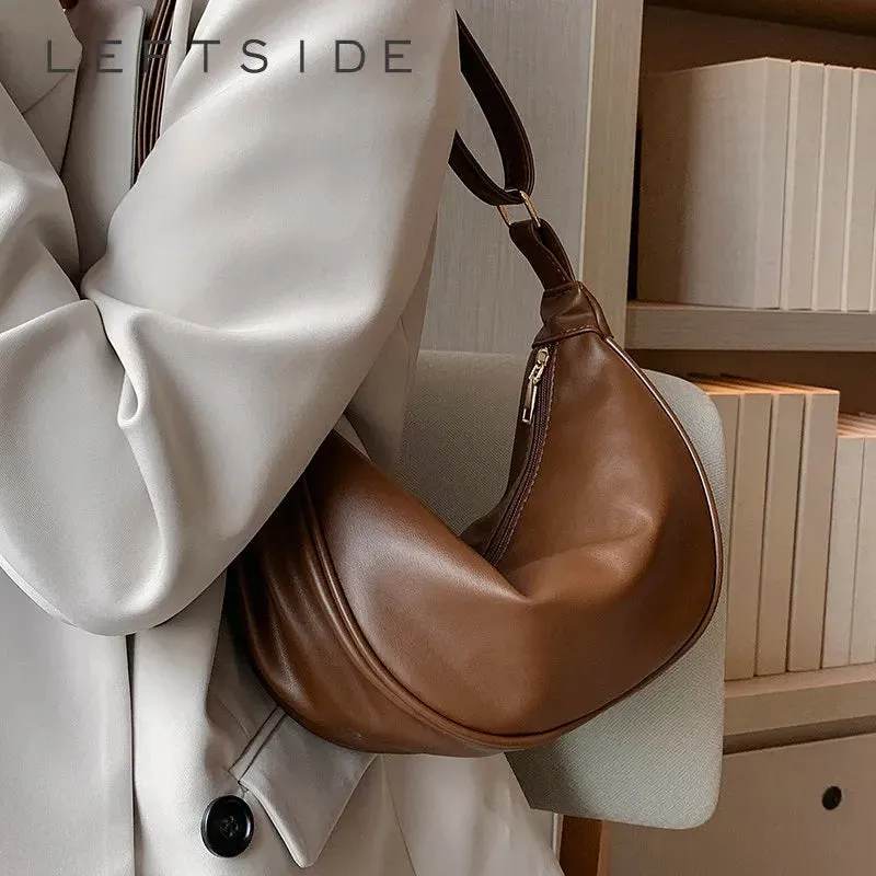 Faux Leather Crossbody with Zipper Solid Color Shoulder Handbags Trendy Luxury Brand Purse