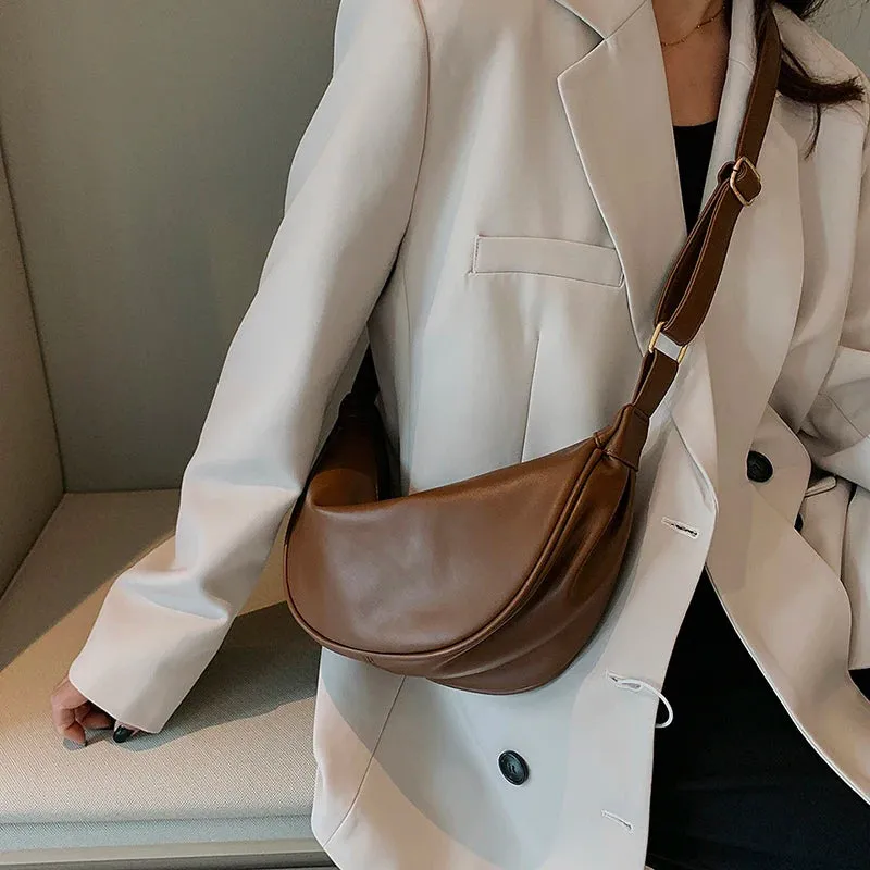 Faux Leather Crossbody with Zipper Solid Color Shoulder Handbags Trendy Luxury Brand Purse