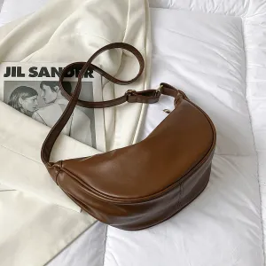 Faux Leather Crossbody with Zipper Solid Color Shoulder Handbags Trendy Luxury Brand Purse