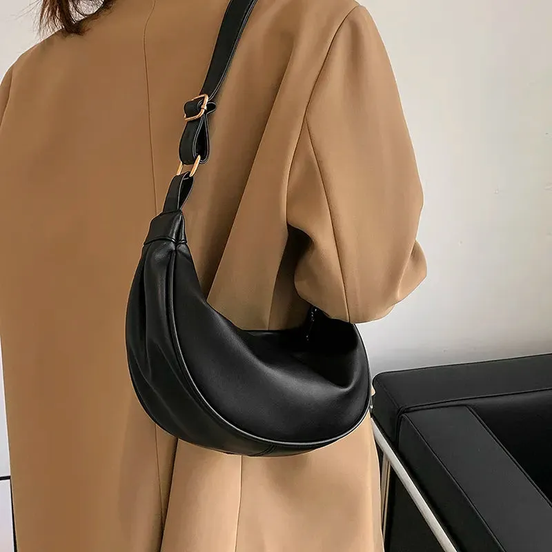Faux Leather Crossbody with Zipper Solid Color Shoulder Handbags Trendy Luxury Brand Purse
