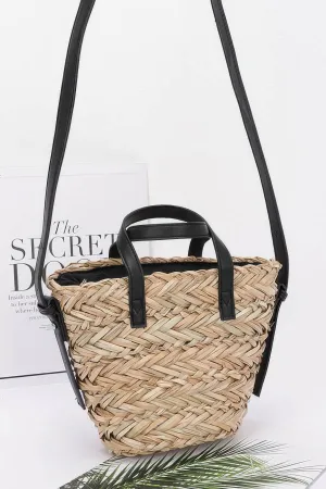 Faux Straw Small Tote Bag