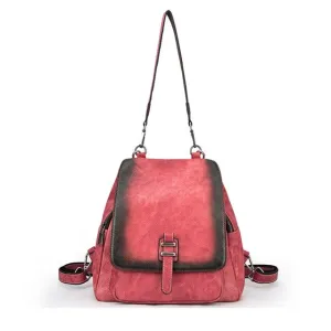 Female Genuine Leather Rucksack Daypack Girls Travel Shoulder Bags Brush Color Knapsack Vintage Real Cowhide Women Backpack