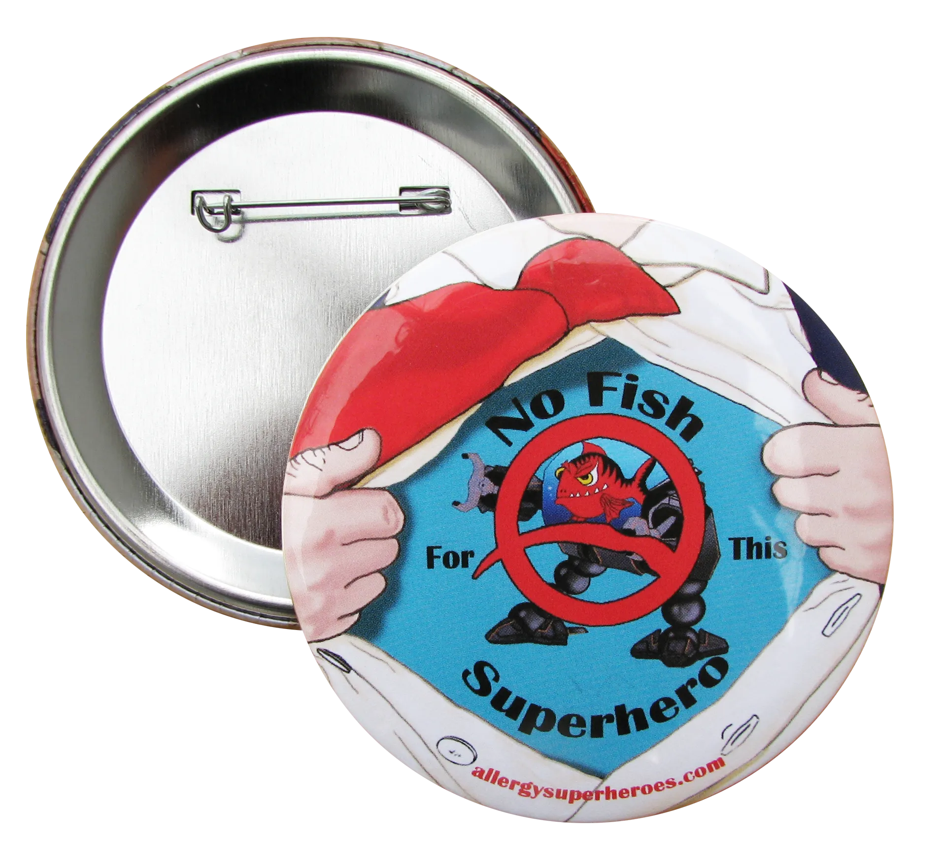 Fish Allergy Superhero Boy Button