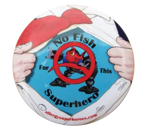 Fish Allergy Superhero Boy Button