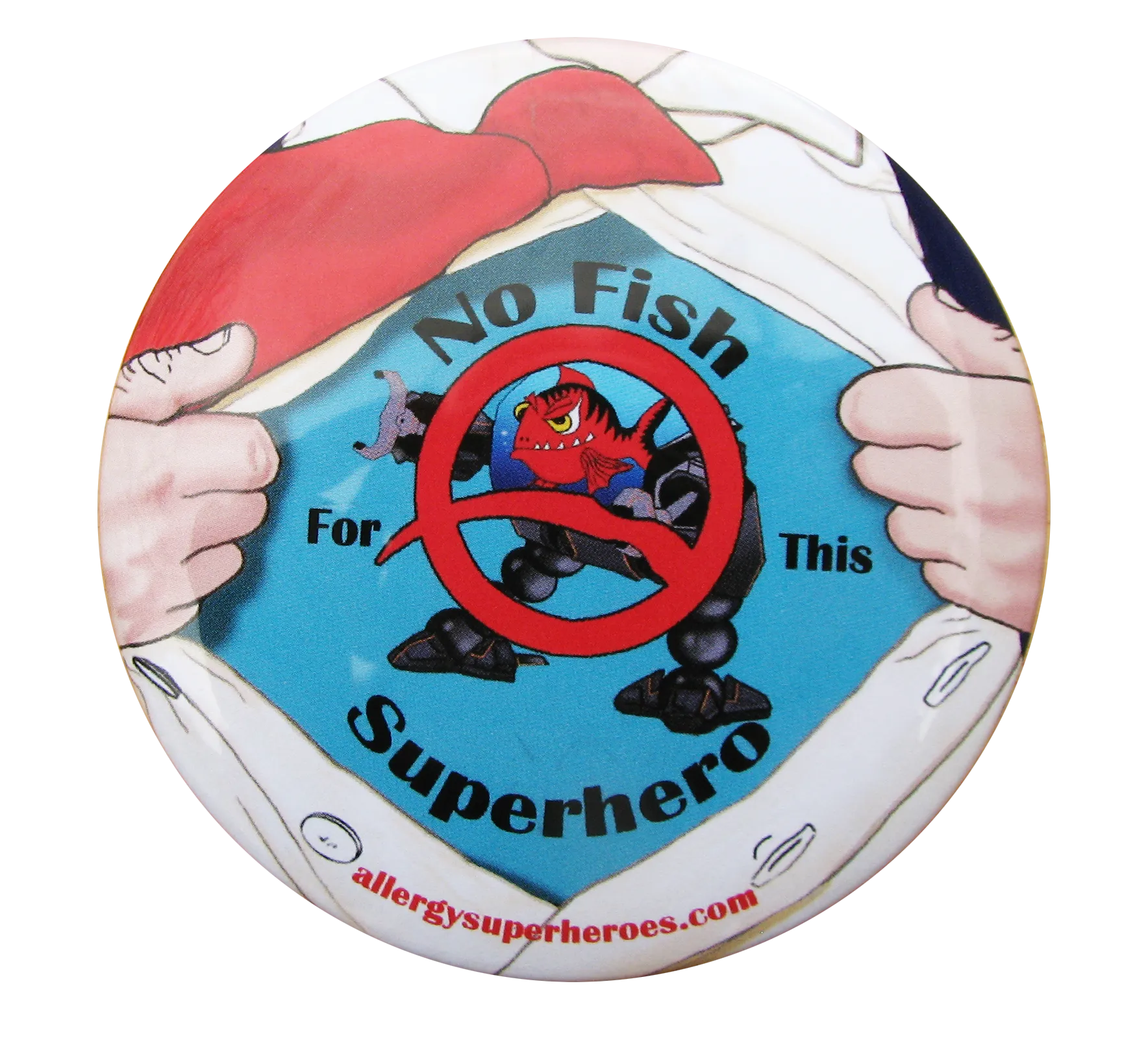 Fish Allergy Superhero Boy Button