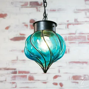 Flama Pendant | Aqua Glass and Metal Pendant Light