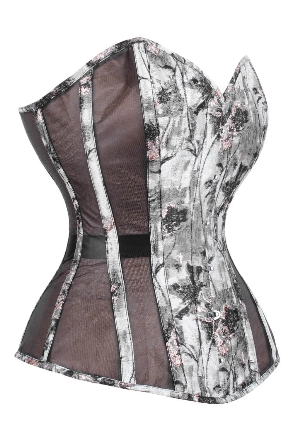 FOS - Mesh with Brocade Steel Boned Corset (ELC-701)