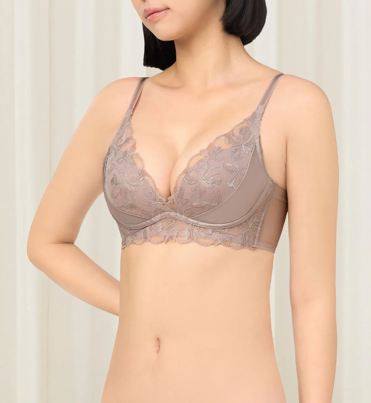 French Romance Non-Wired Push Up Deep V Bra