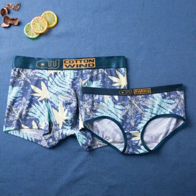 Fruit Series Original Design Cotton Couple Underwear Banana Print Male Boxer Shorts Women Panties Seamless Breathable Underpants