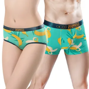 Fruit Series Original Design Cotton Couple Underwear Banana Print Male Boxer Shorts Women Panties Seamless Breathable Underpants
