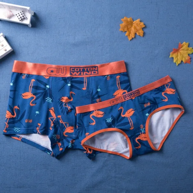 Fruit Series Original Design Cotton Couple Underwear Banana Print Male Boxer Shorts Women Panties Seamless Breathable Underpants