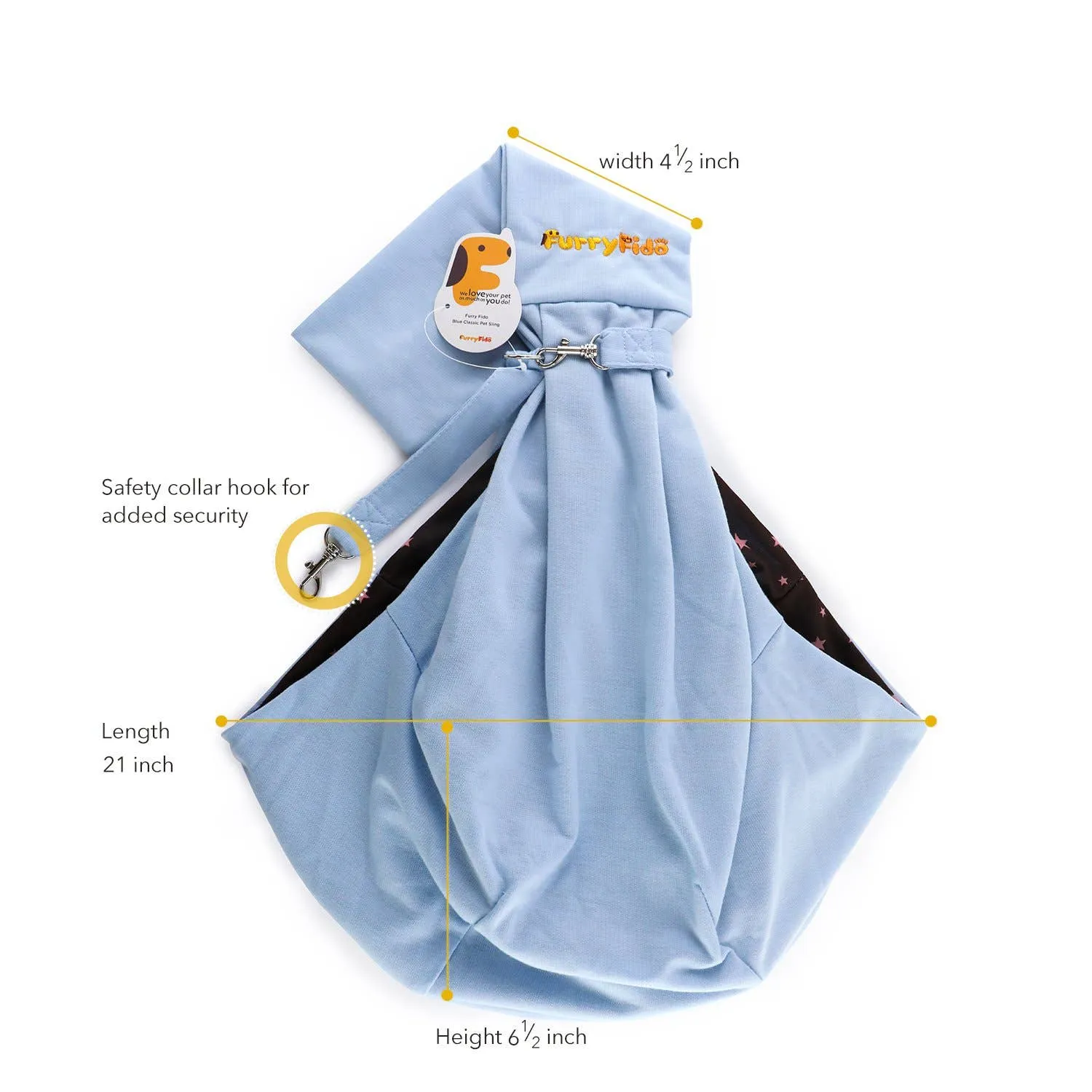 Furry Fido Pet Sling Carrier – Reversible, Hands-Free Travel for Small Pets