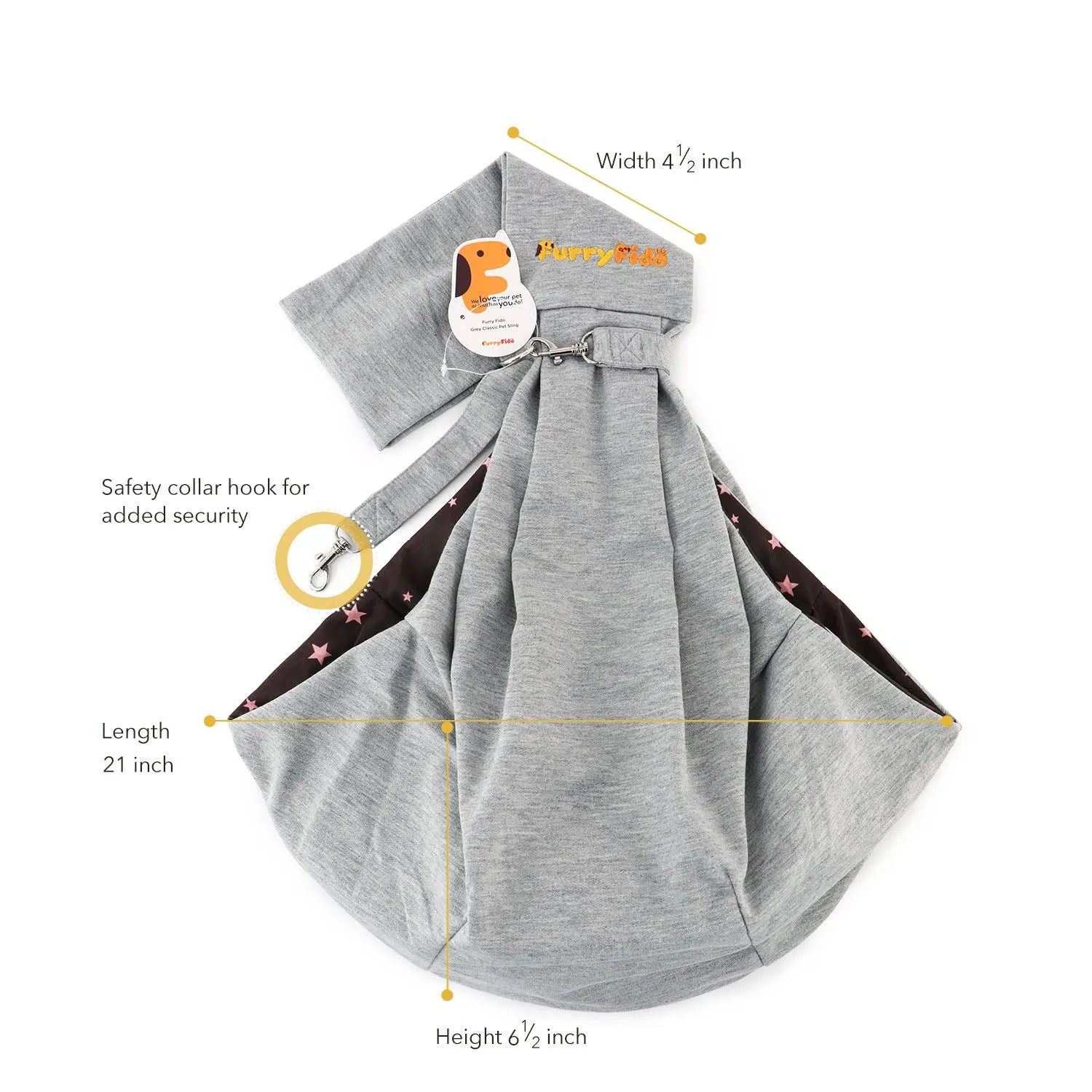 Furry Fido Pet Supplies - Furry Fido Classic Pet Sling - Grey