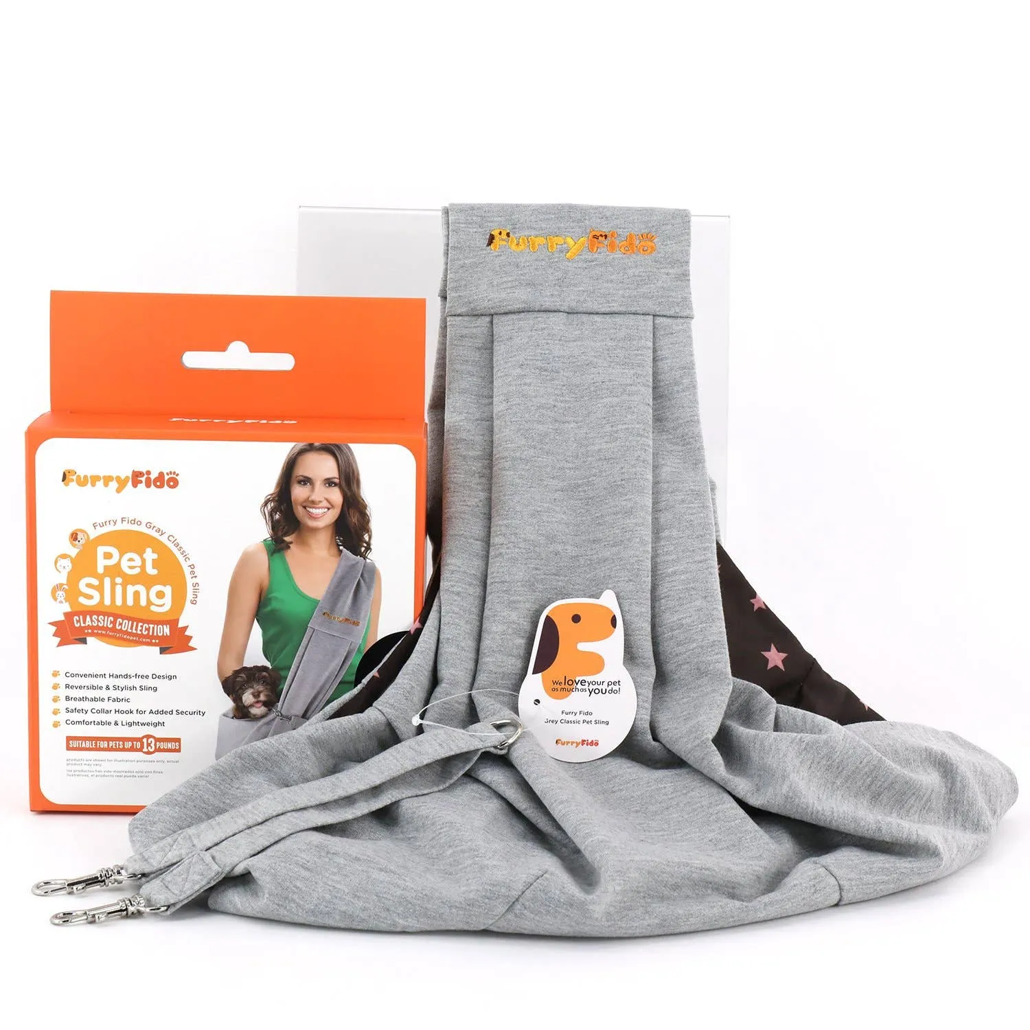 Furry Fido Pet Supplies - Furry Fido Classic Pet Sling - Grey