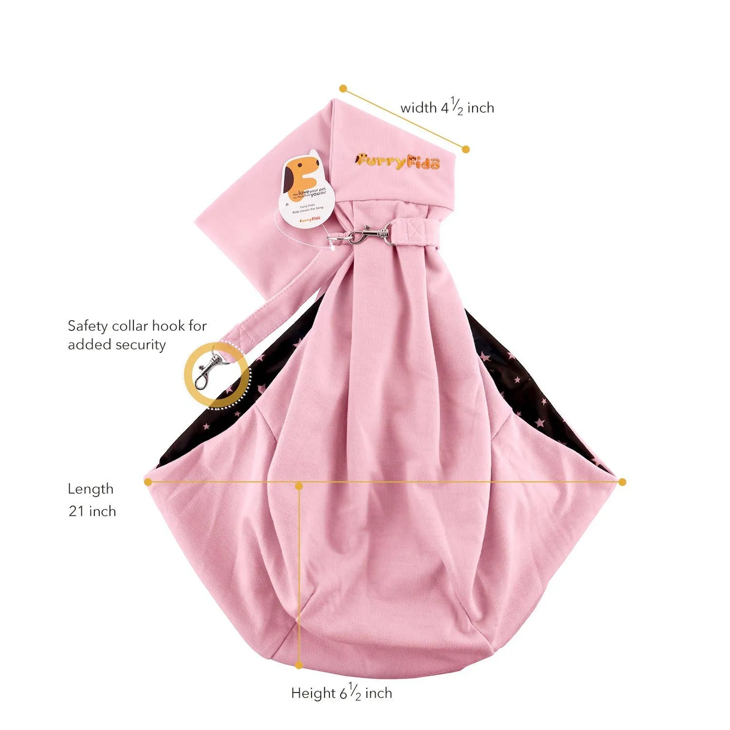 Furry Fido Pet Supplies - Furry Fido Classic Reversible Pet Sling - Pink
