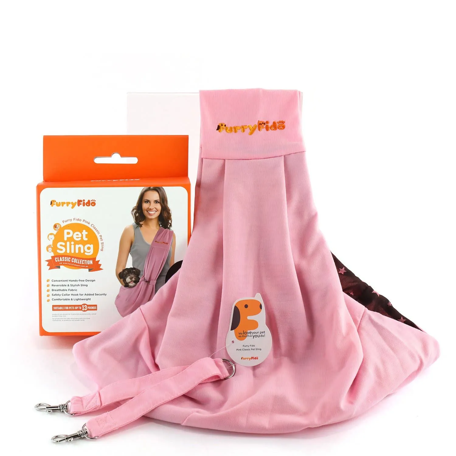 Furry Fido Pet Supplies - Furry Fido Classic Reversible Pet Sling - Pink