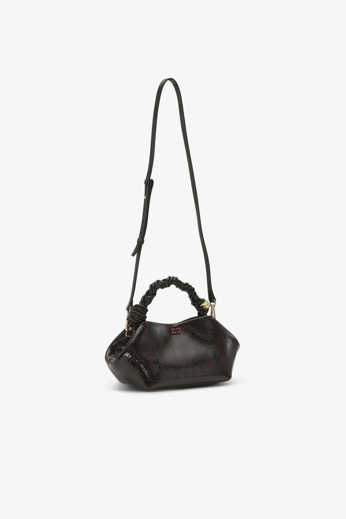 Ganni Bou Bag Small Snake in Dark Burgundy