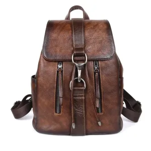 Genuine Leather Rucksack Knapsack Computer Daypack Female Travel Bag Girls School Book Bags Vintage Real Cowhide Women Backpack