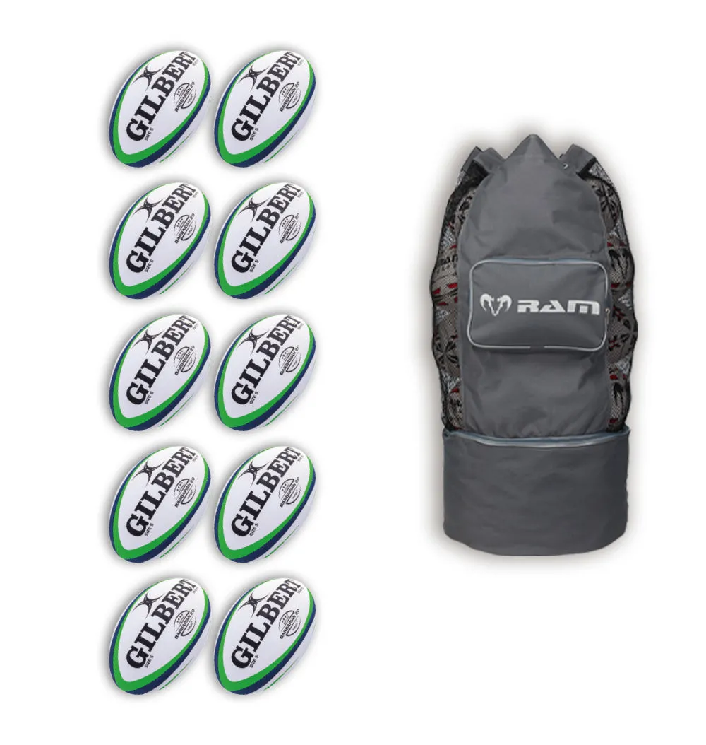 Gilbert Barbarian 2.0 Match Ball Bundle - 10 x balls and bag