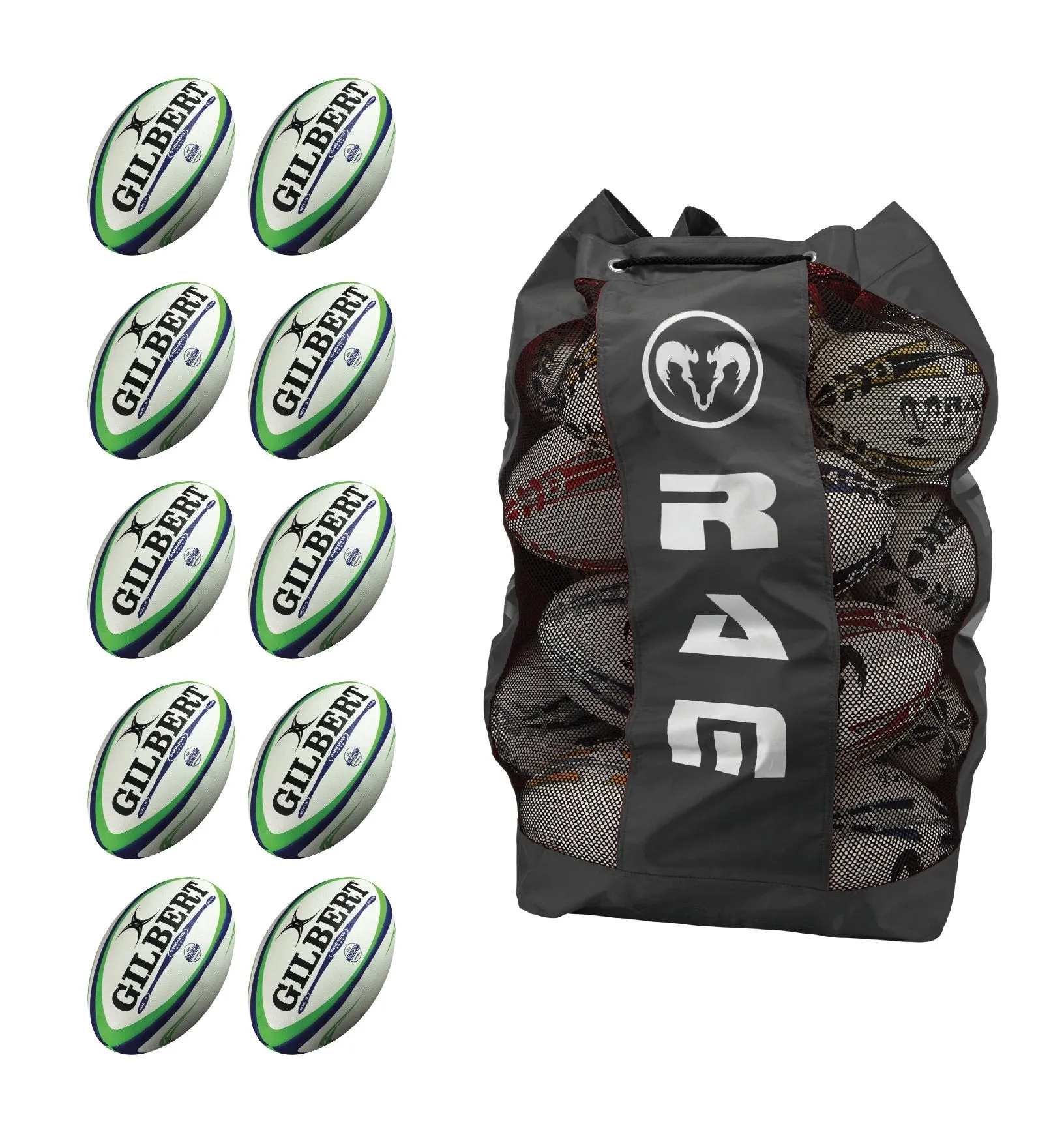 Gilbert Barbarian 2.0 Match Ball Bundle - 10 x balls and bag