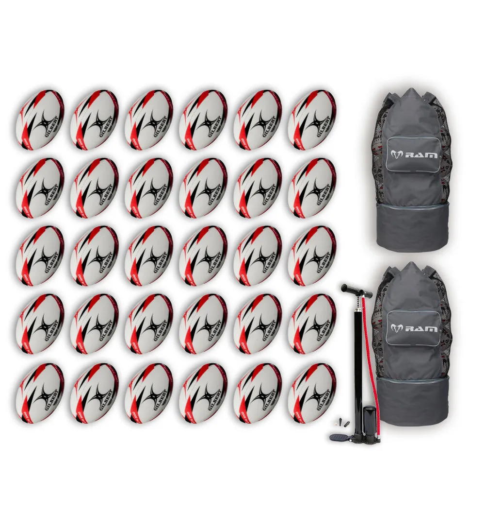 Gilbert G-TR3000 Trainer Ball Bundle - Size 4 & 3 - 30 x balls and 2 bags