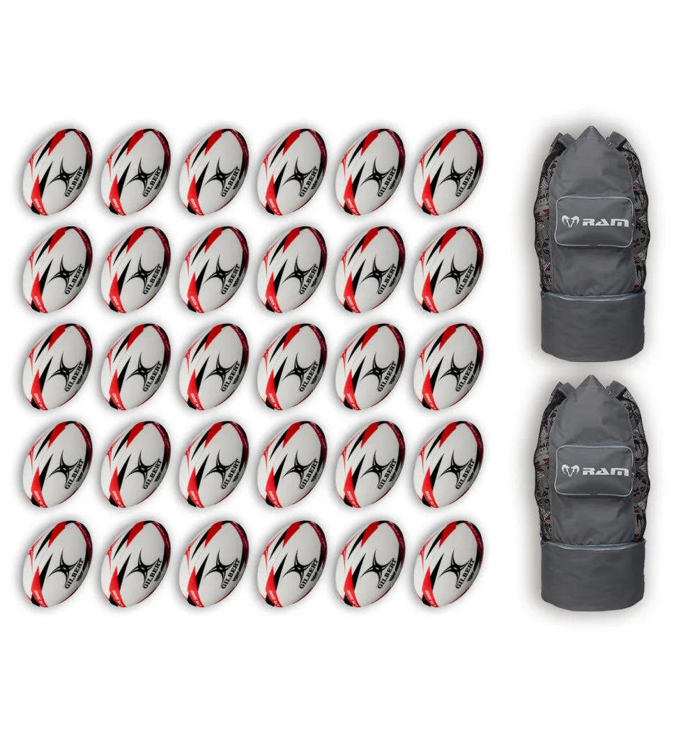 Gilbert G-TR3000 Trainer Ball Bundle - Size 4 & 3 - 30 x balls and 2 bags
